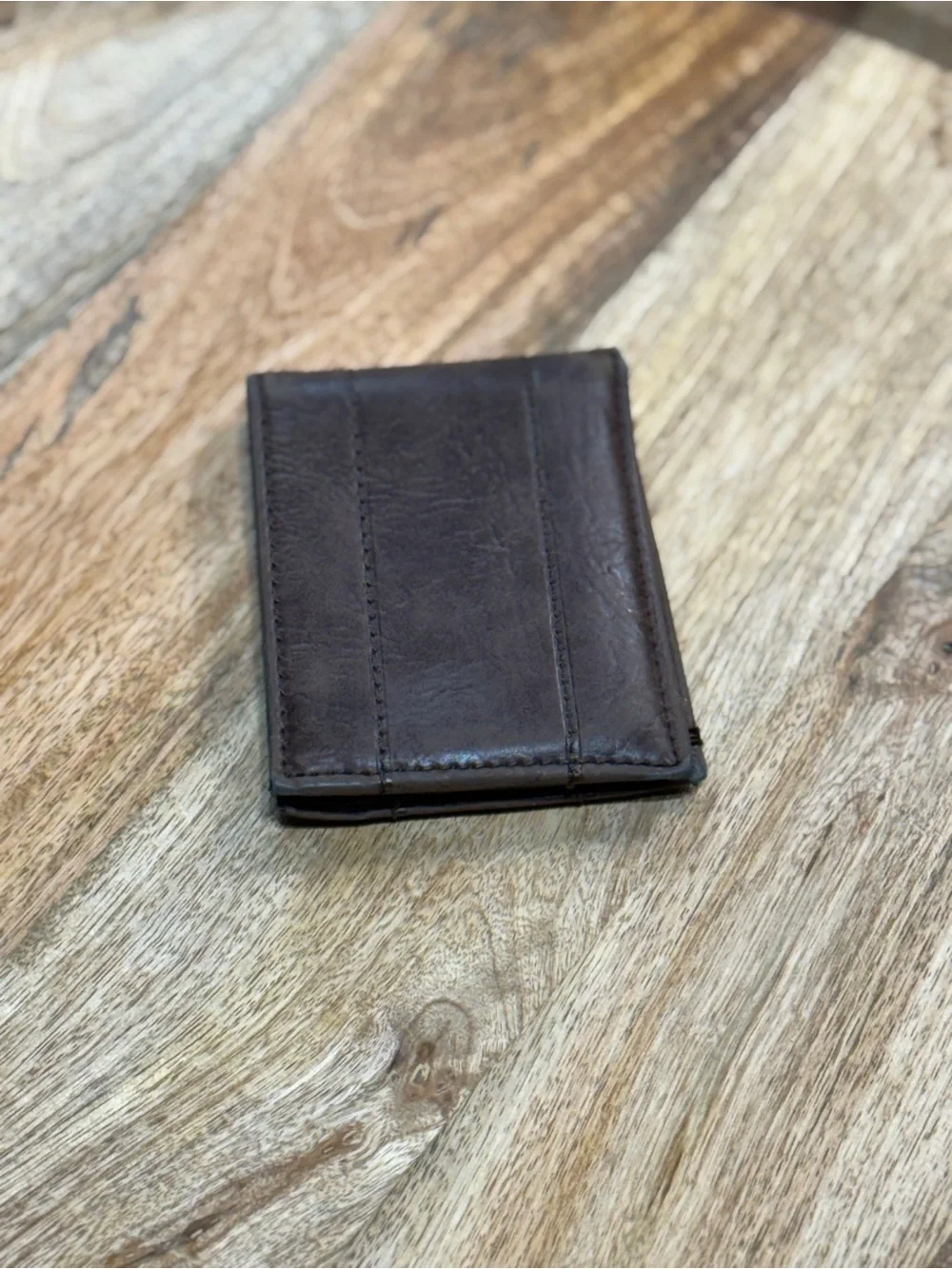 Distressed Levi’s Men’s Brown Bifold Wallet Plaid Interior